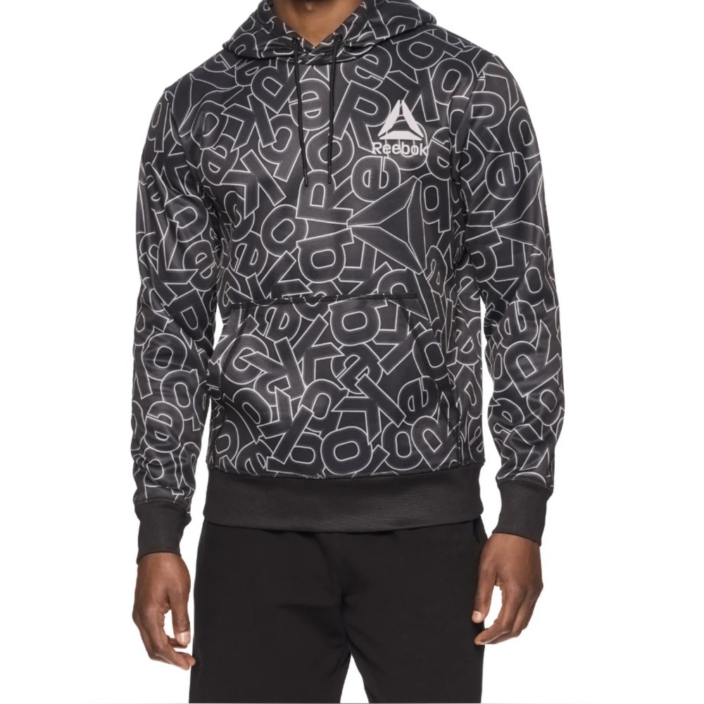 Reebok Mens and Big Mens All Over Print Hoodie, size M * BRAND NEW WITH TAGS